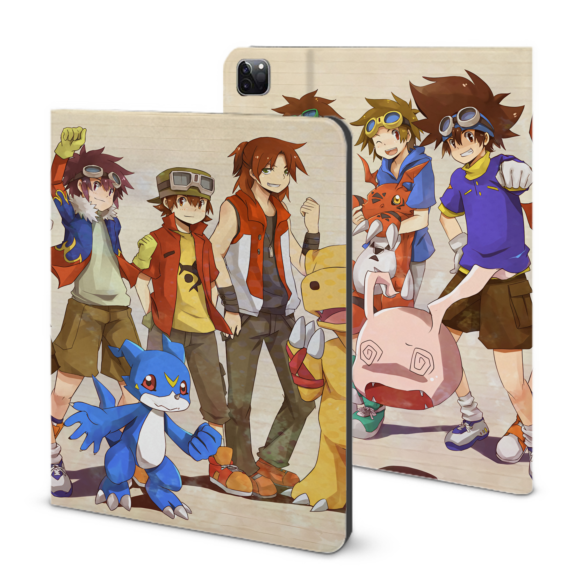 （画像用） Digimon デジタルモンスター/デジモン IPad ケース ブック型 PUレザー TPU 耐衝撃 軽量 薄型 ペン収納なし 全面保護 IPad 各モデル対応